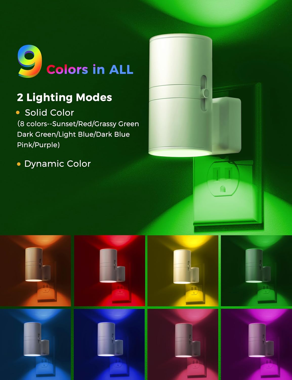 L LOHAS LED Night Light, Night Lights Plug into Wall, Color Changing Nightlight RGB with Light Sensor, Home Decor for Gifts Holiday…