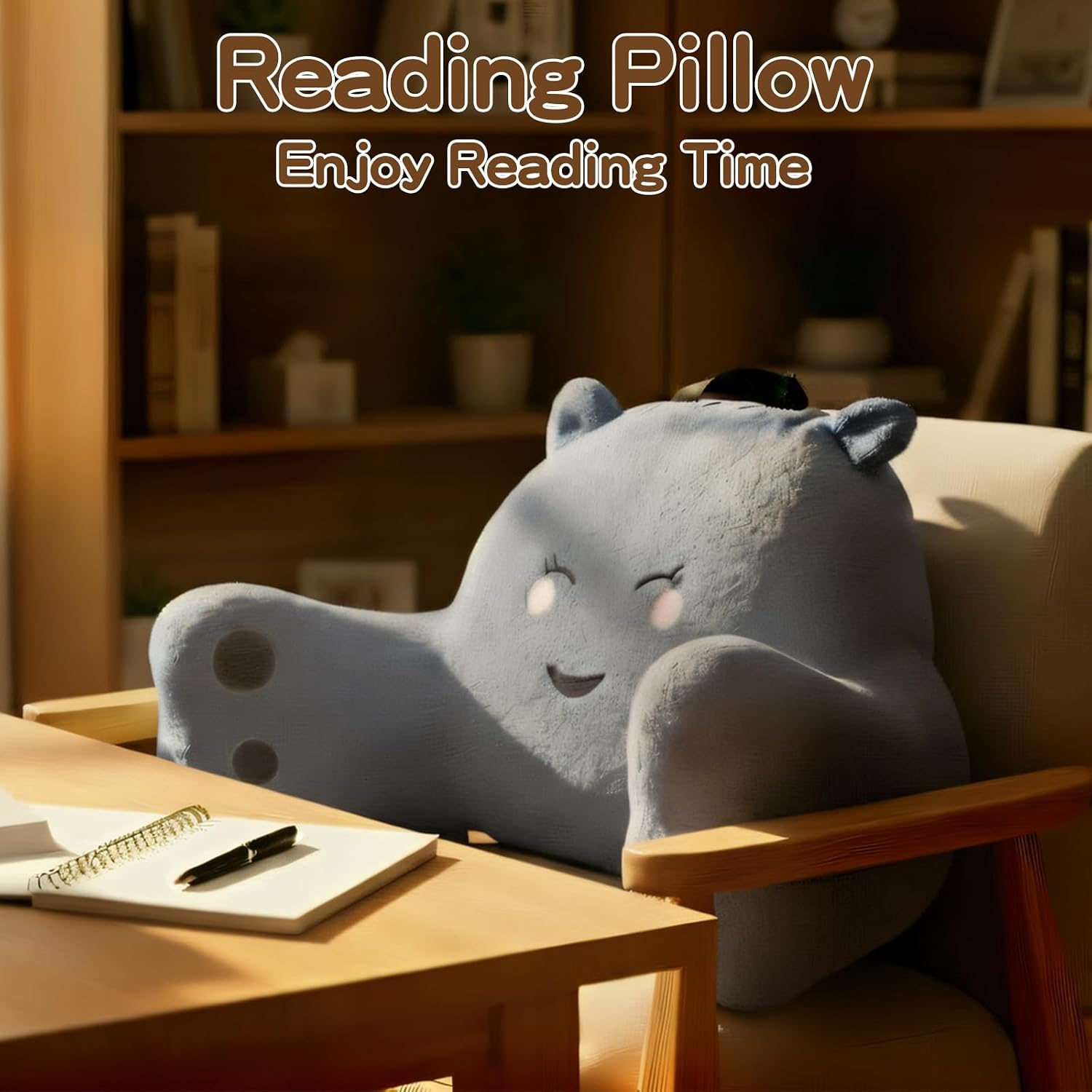 Ajicong Reading Pillow for Sitting in Bed Couch Teens/Adult, Back Rest Pillow for Sitting Up in Bed with Shredded Memory Foam, Includes Arm…