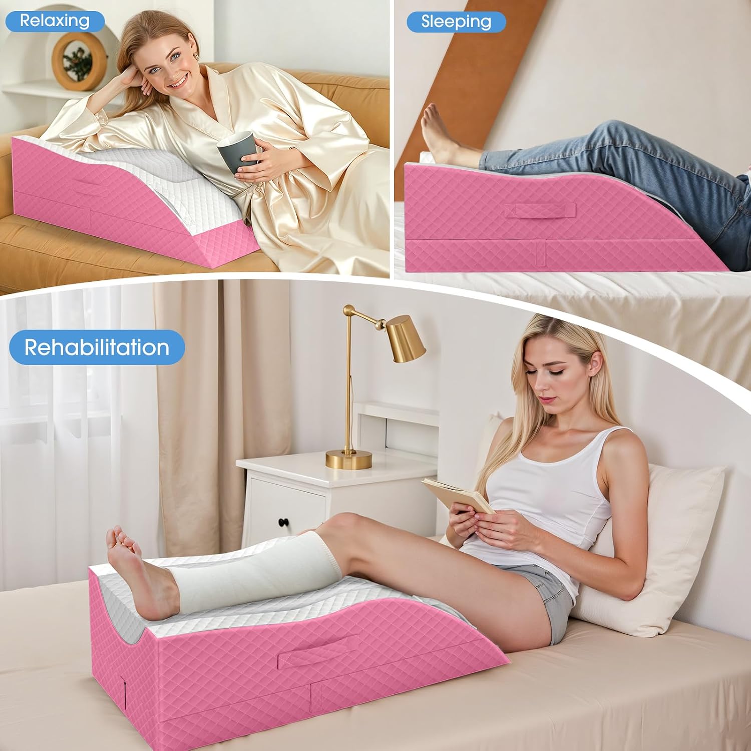 TranquilRelax TranquilRelax Leg Pillow, Leg Elevation Pillow with Pad and Memory Foam, Height Adjustable Bolster Pillow for Legs, Le…