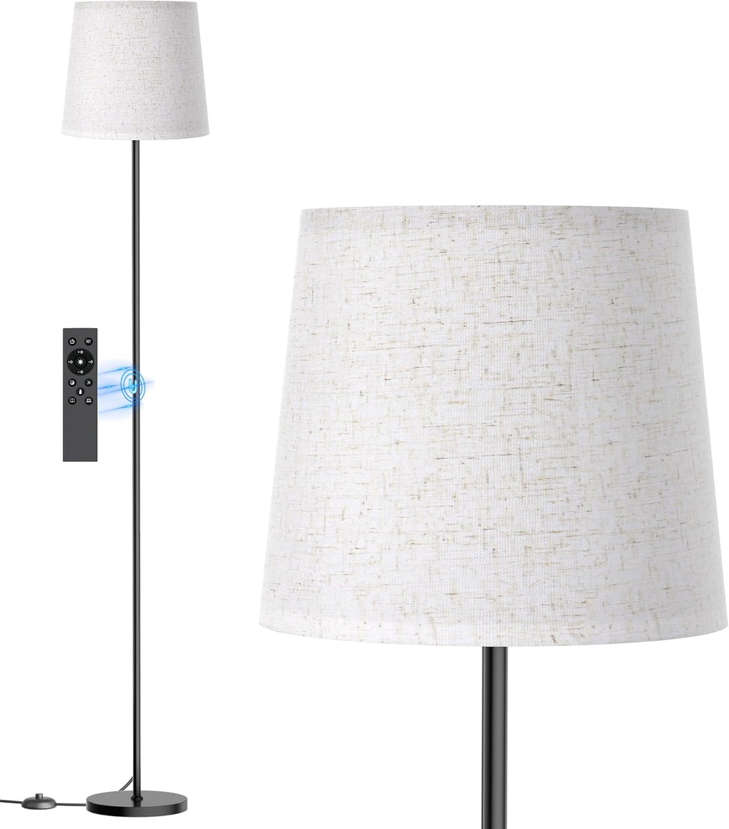 SIBRILLE Floor Lamp with Linen Shade - 62" Dimmable LED Standing Lamp with Remote Control, 9W E26 Bulb Included, 3000-6000K, Modern Floor…
