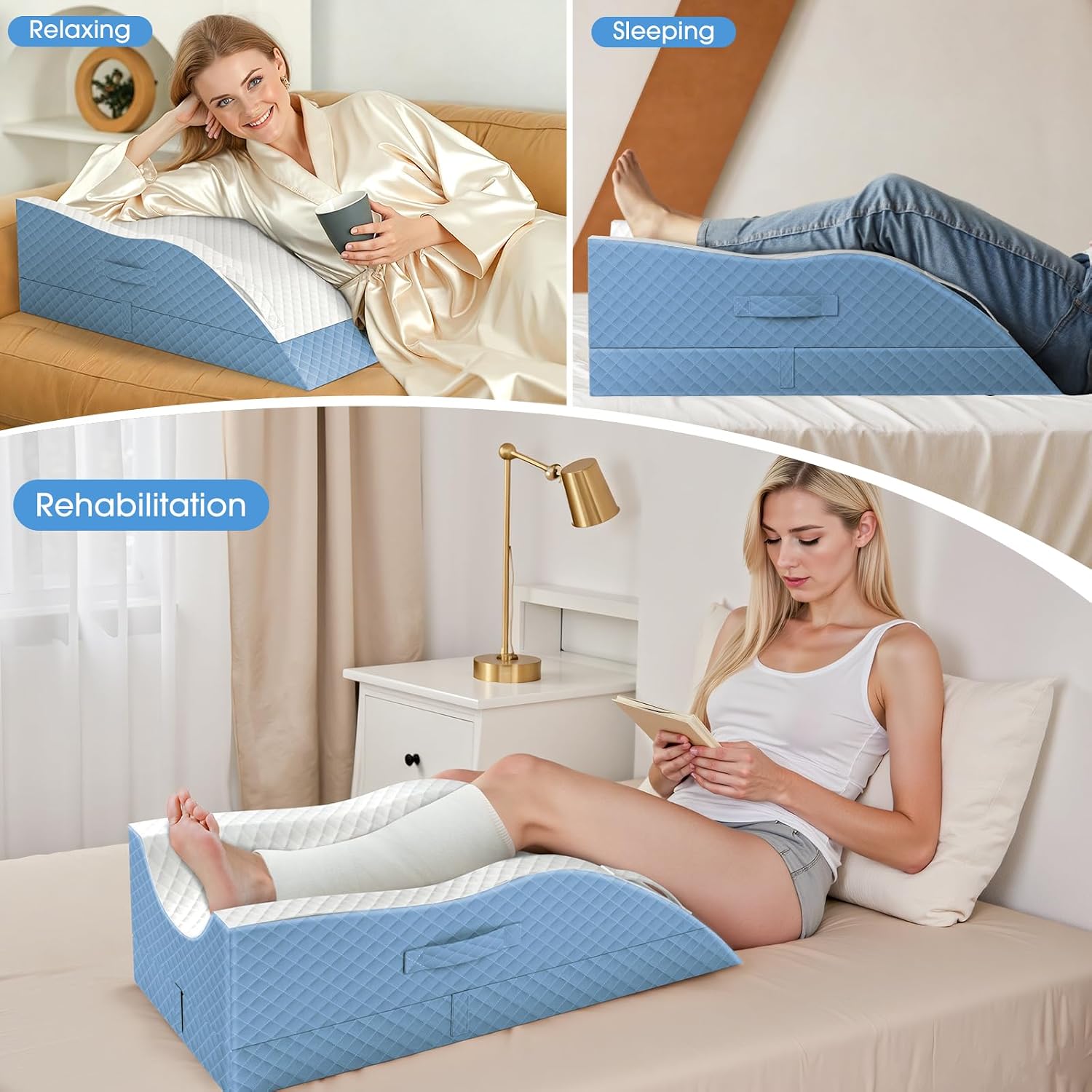 TranquilRelax TranquilRelax Elevation Pillows for Leg After Surgery, Memory Foam Adjustable Wedge Pillow for Injury or Rest, Ankle P…