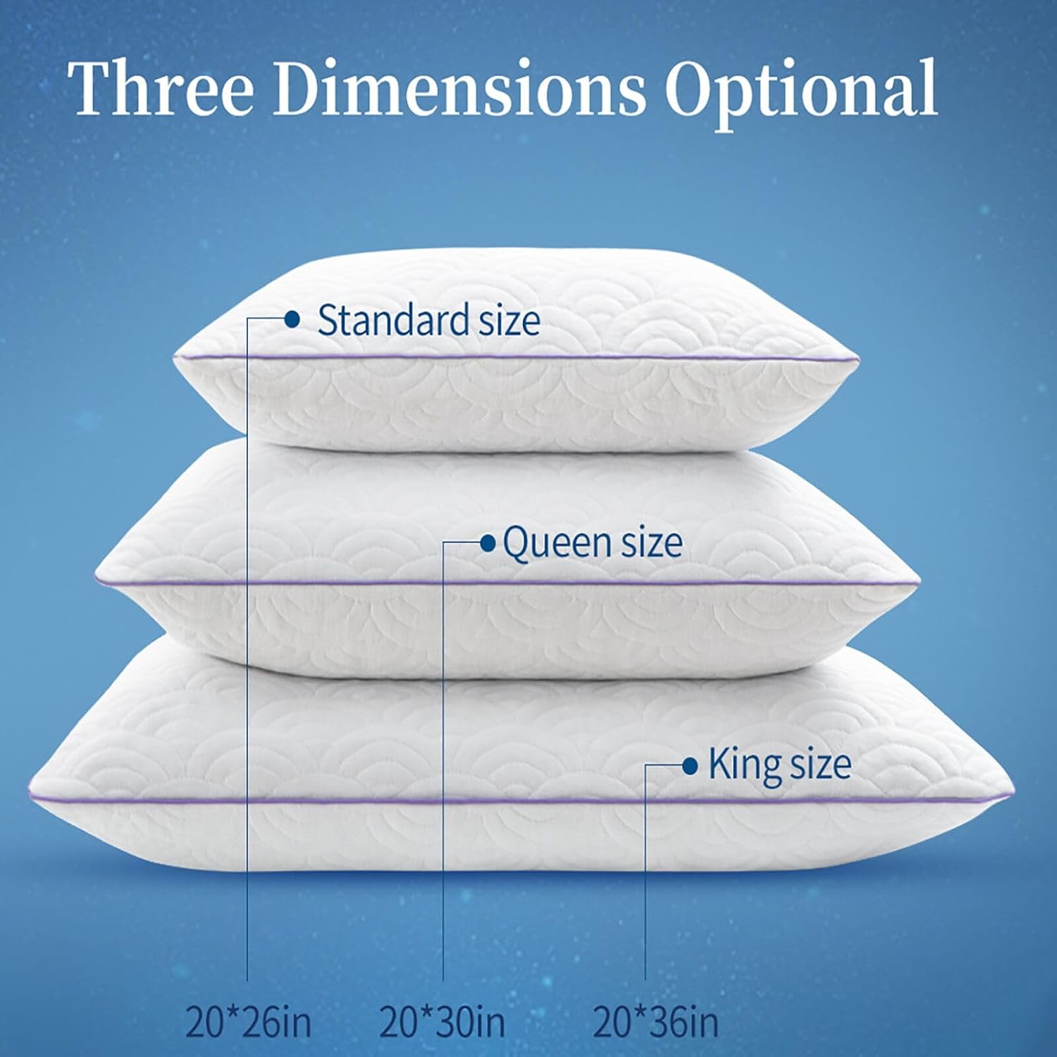 Molclcuy Memory Foam Pillows Standard Size Set of 2 Adjustable Cool Pillow for Side Back Stomach Sleepers Luxury with Washable Cover White