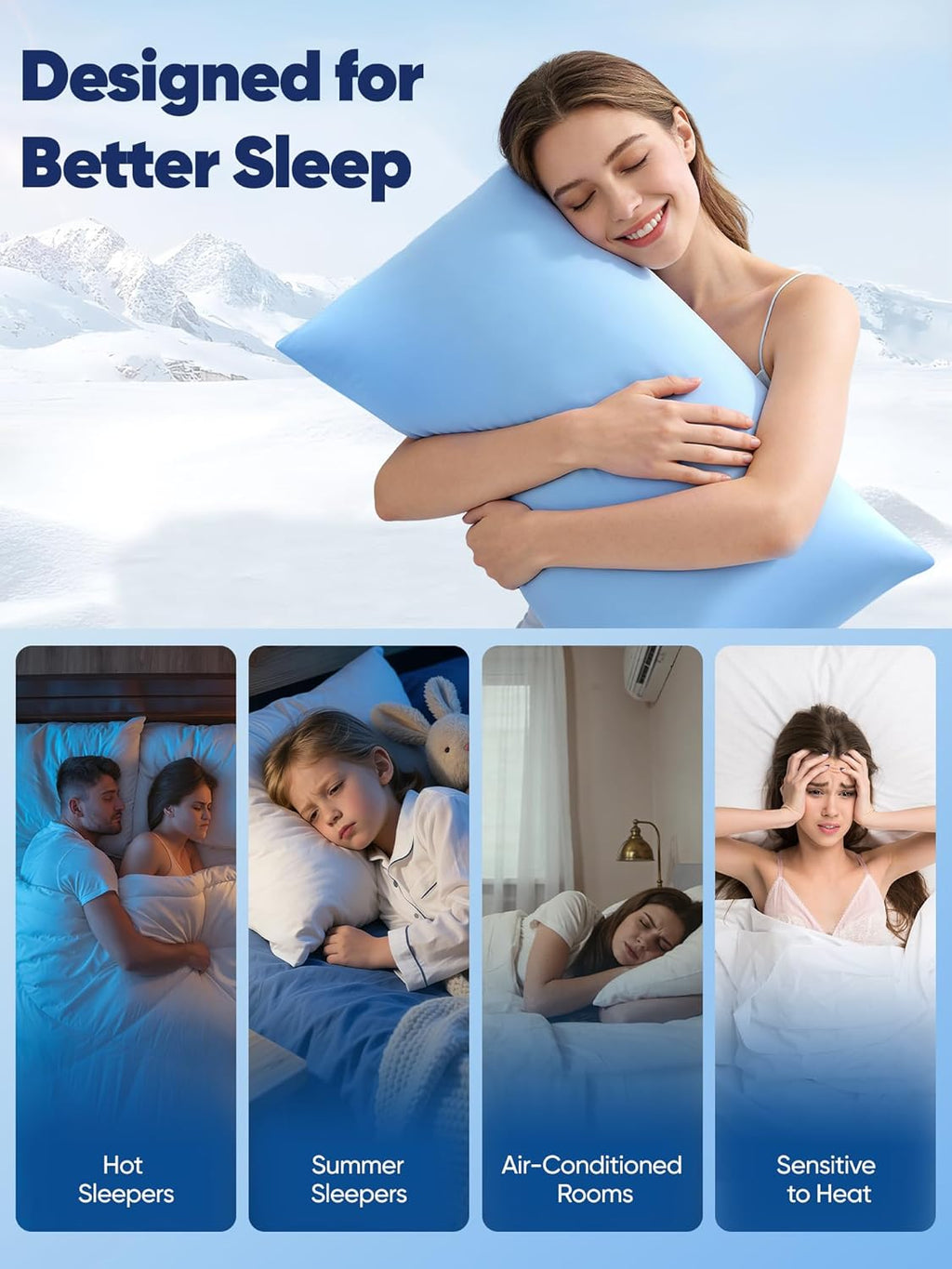 Avolare Cooling Pillow Cases Queen Size Set of 2, Arc-Chill 3.0 Cool Pillowcases for Hot Sleepers(Q-Max>0.5), Breathable&Stretchy…