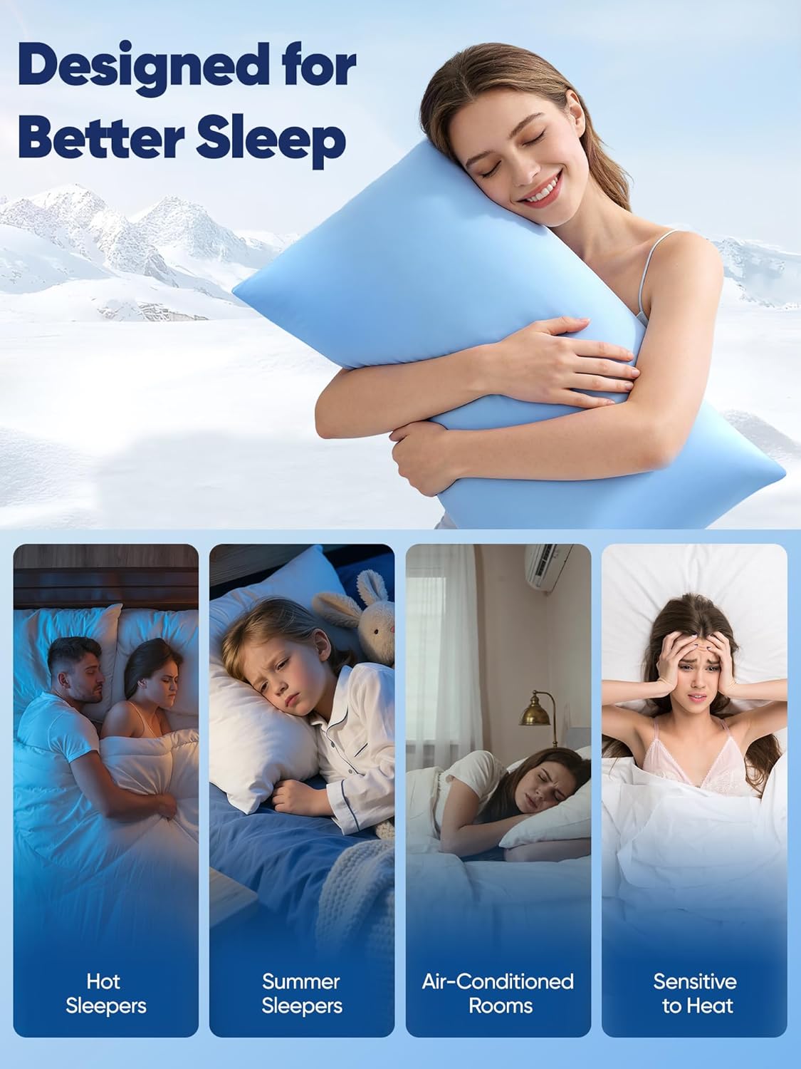 Avolare Cooling Pillow Cases Queen Size Set of 2, Arc-Chill 3.0 Cool Pillowcases for Hot Sleepers(Q-Max>0.5), Breathable&Stretchy…