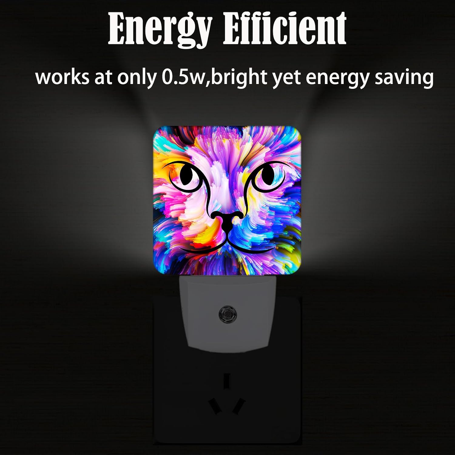 Colorful Cat Face Night Light, Plug Into Wall Decor for Stairway, Hallway, Kitchen, Dusk to Dawn Sensor Nightlights for Boys/Girls/Women/Men…