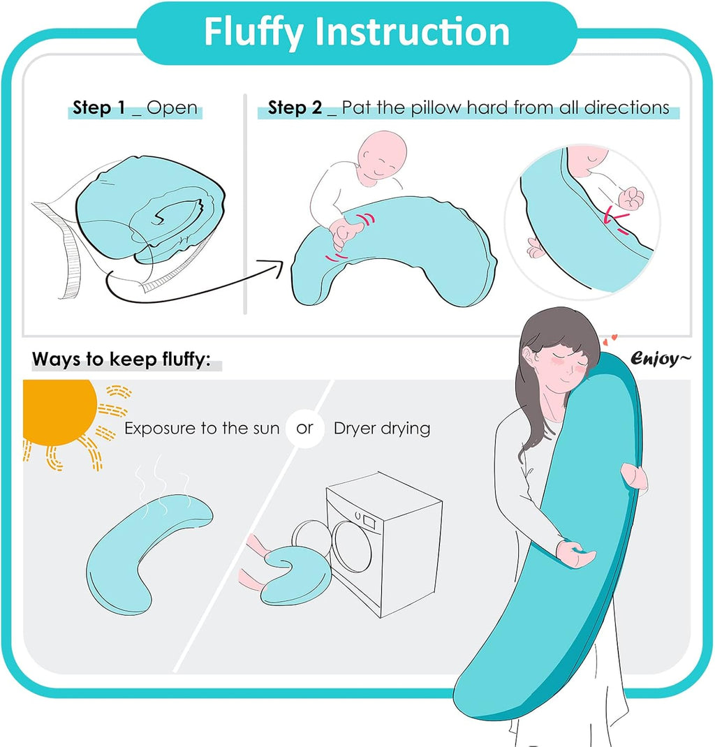 BYRIVER 43" Mint Green Blue Cooling Body Pillow for Adults Women Men, Side Sleeping Pregnancy Leg Support Pillow (XL)
