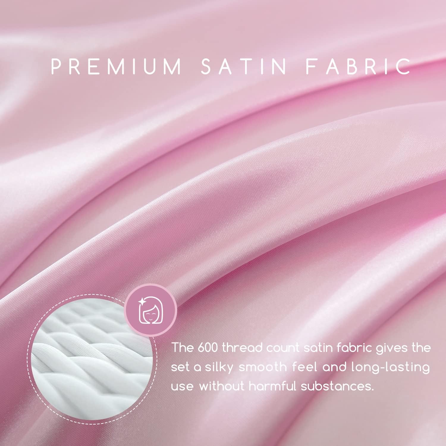 MR&HM Satin Bed Sheets, King Size Sheets Set, 6 Pcs Silky Bedding Set with 15 Inches Deep Pocket for Mattress (King, Pink) 6 Pcs 15 In…