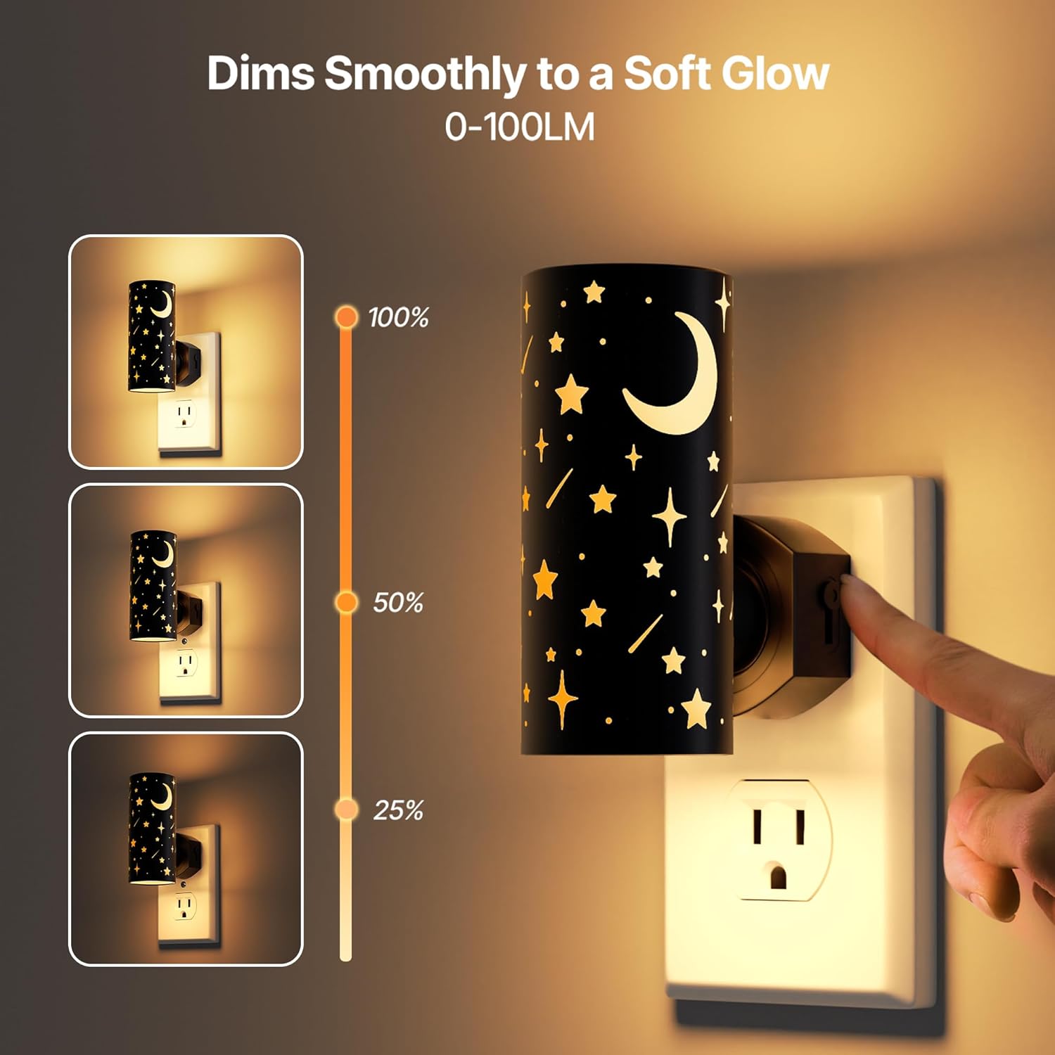 LED Night Lights Plug into Wall, 2-Pack 3000K Bright Plug in Nightlight, Dusk-to-Dawn Sensor, Dimmable 0-100LM, Auto-On/Off, Home Decor…
