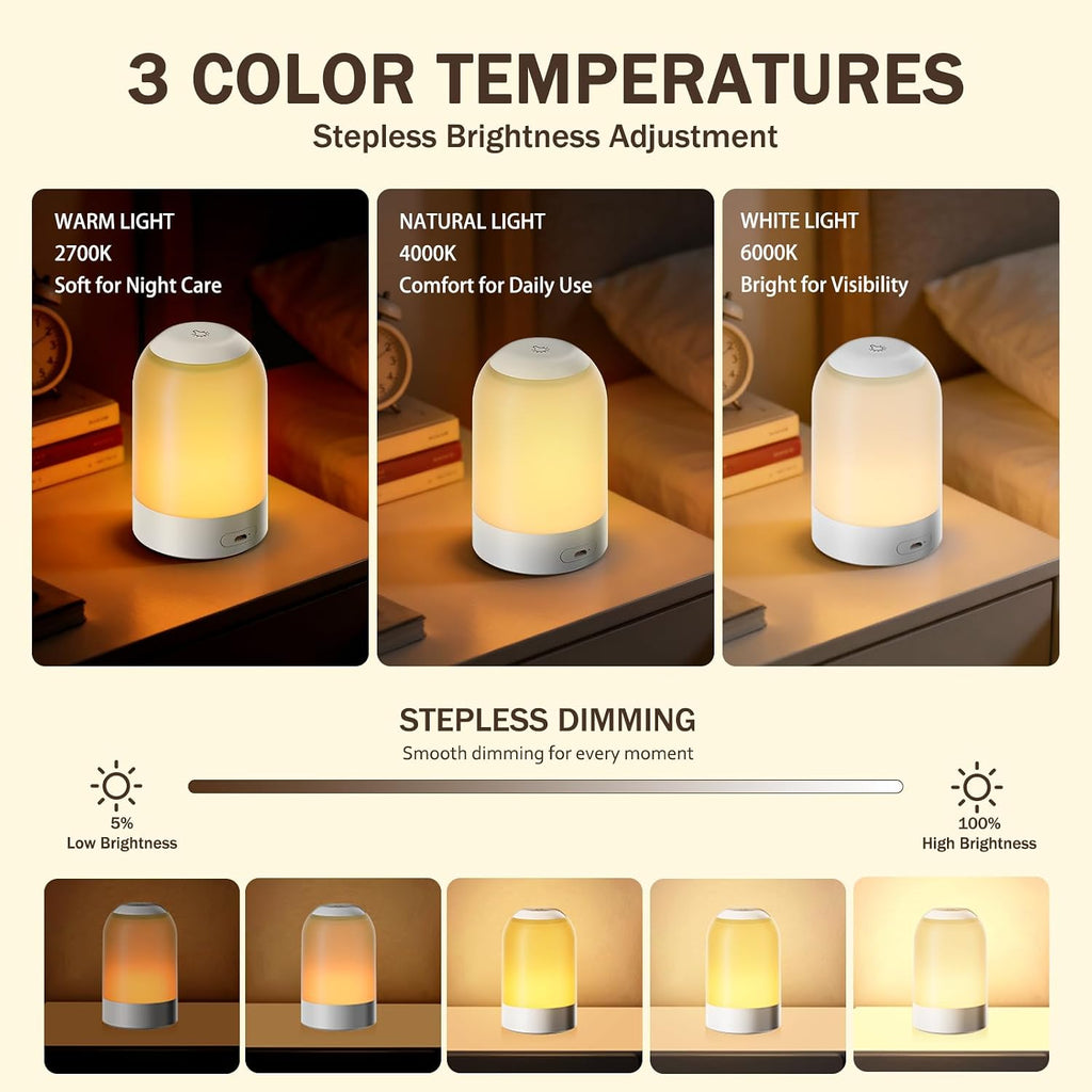Bedside Touch Night Light, Baby Nursery Nightlight for Kids Adults, Egg Light with Timer, Dimmable Small Cordless Table Lamp for…