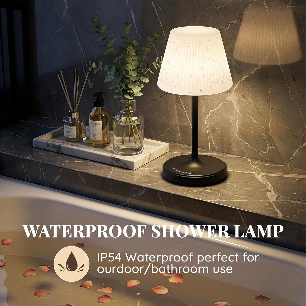 Audles Cordless Table Lamp, Waterproof Shower Lamp, 4000mAh Rechargeable Table Lamps, 3-Color Dimmable Light, Battery Operated Lamp Desk Ni…