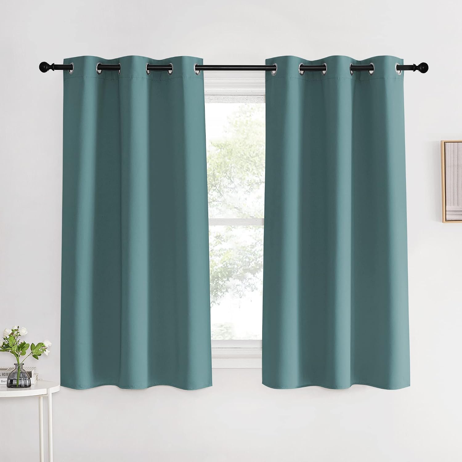 NICETOWN Modern Blackout Curtains Noise Reducing, Greyish Blue, 2 Panels, W42 x L60 -Inch, Thermal Insulated and Privacy Room Darkening…
