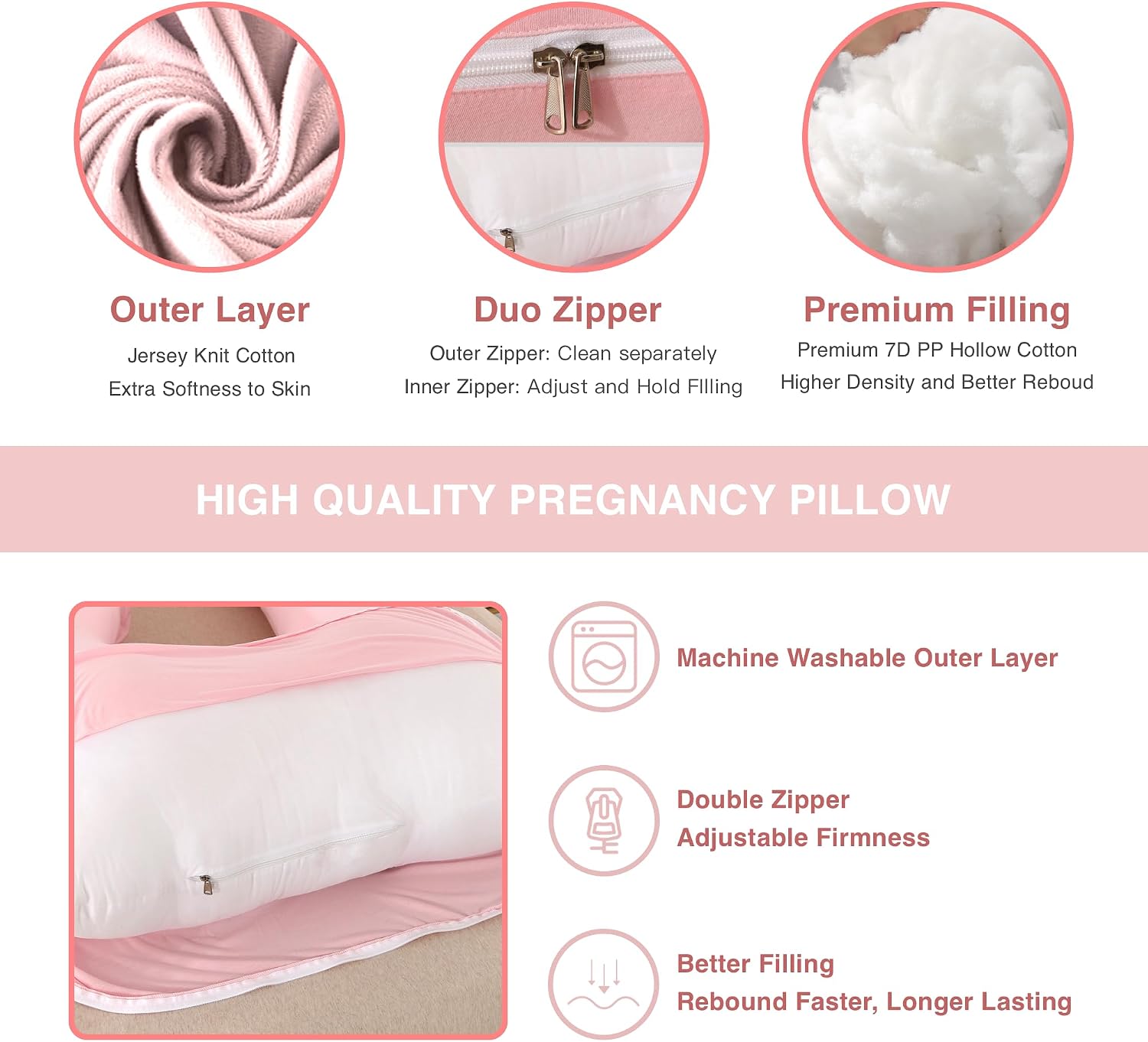 ALLOPERA Pregnancy Pillow, Full Body Maternity Pillow 57 inch, with Removable Washable Cover - Sleep Support for Legs, Back, Neck…