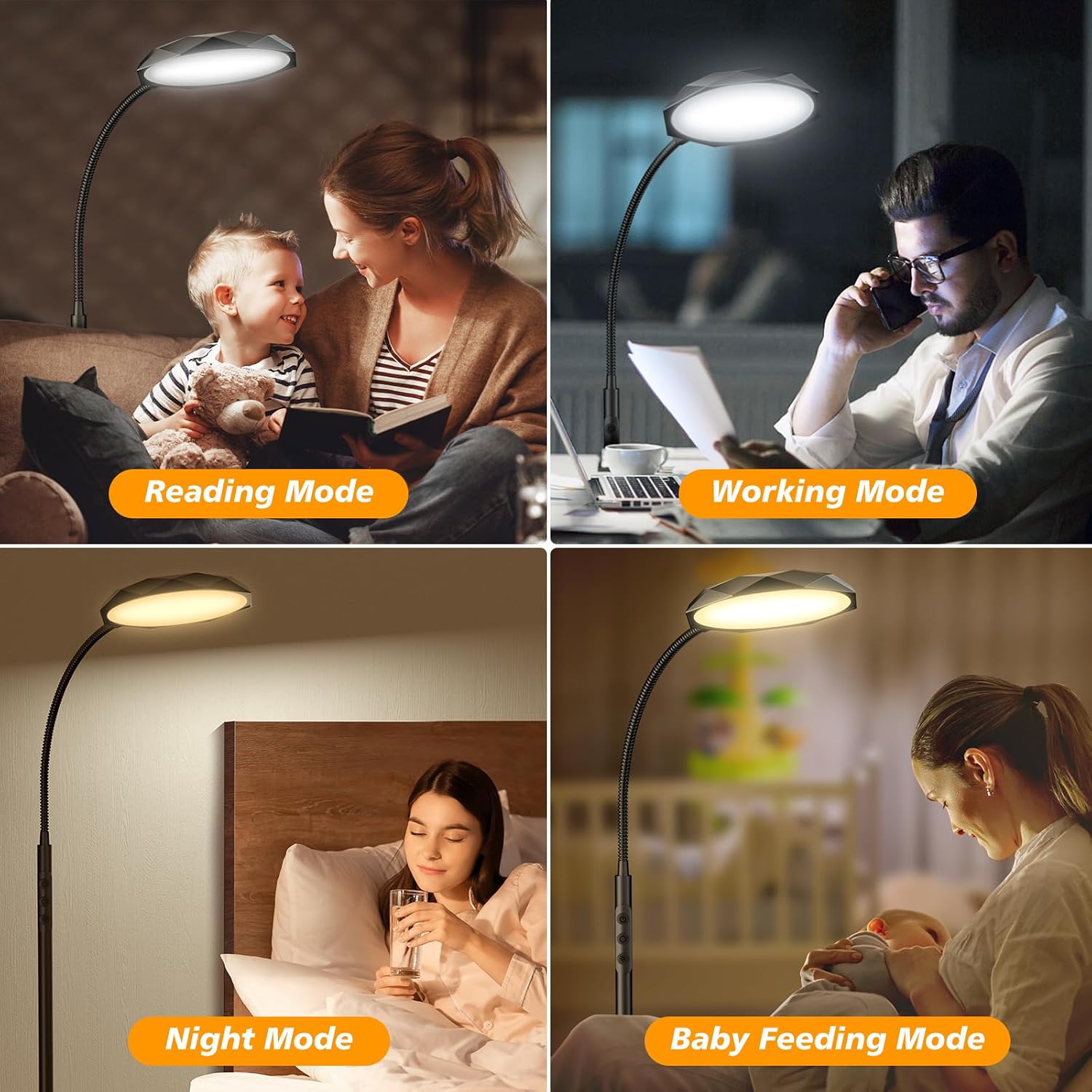 Pacovy Floor Lamp, 18W Bright LED Floor Lamps for Living Room with Diamond-Surface, Stepless Adjustable Colors & Dimmer Standing Lamp with…