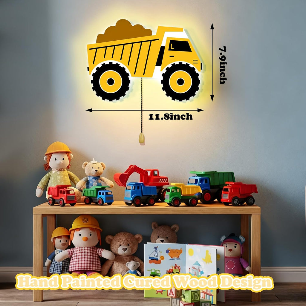 Aurelema Construction Themed Night Light Wall Lamp Sleeping Nursery Lighting Cute Floating Battery Operated Hanging Lamp for Baby Boys…