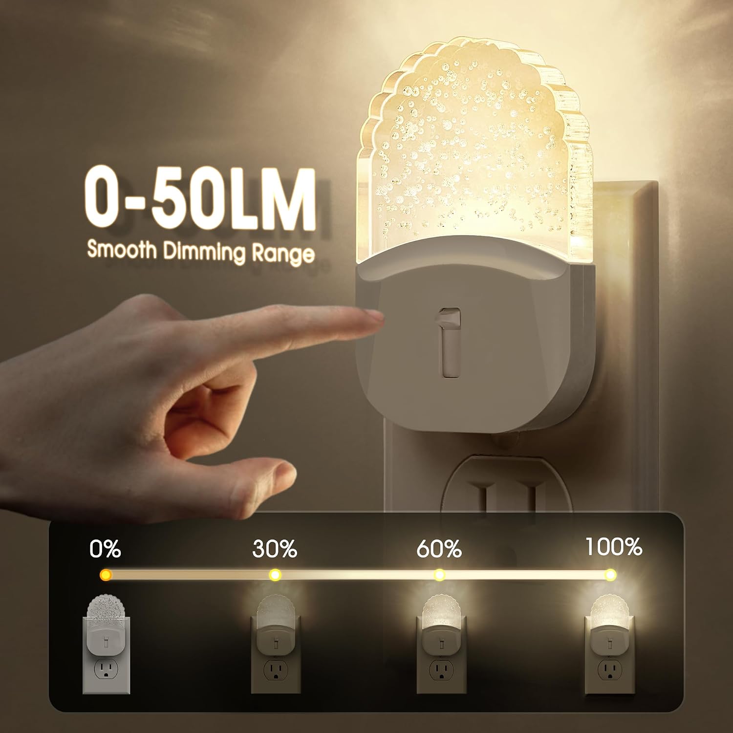 WelcometoBriigniteenjoyyourtimehere Briignite Bubble Night Light Plug in, LED Acrylic Night Light, 2 Pack, Decorative Dimmable Nightlight D…