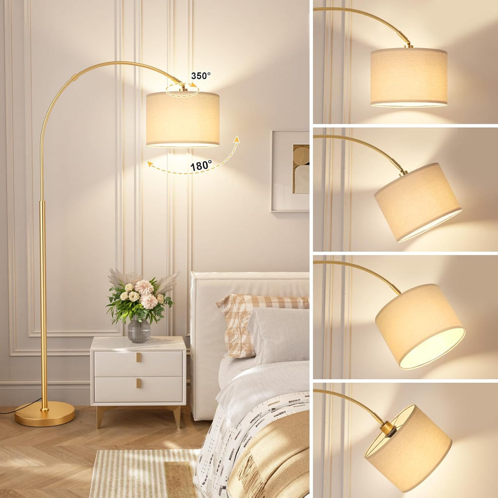 Ambimall Dimmable Arc Floor Lamp with Remote, Color Temperatures and Brightness Adjustable, Arched Floor Lamp with Rotating Head, Over…