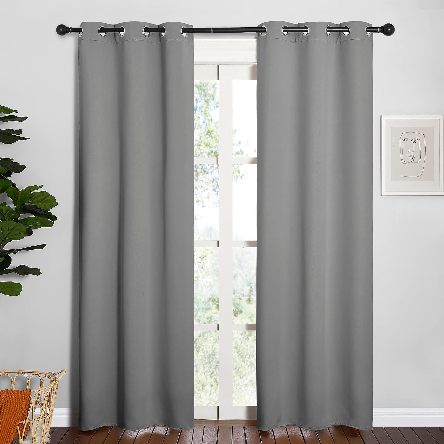 NICETOWN Bedroom Curtains Blackout Drapery Panels, Three Pass Microfiber Thermal Insulated Solid Ring Top Blackout Window Curtains/Drapes…