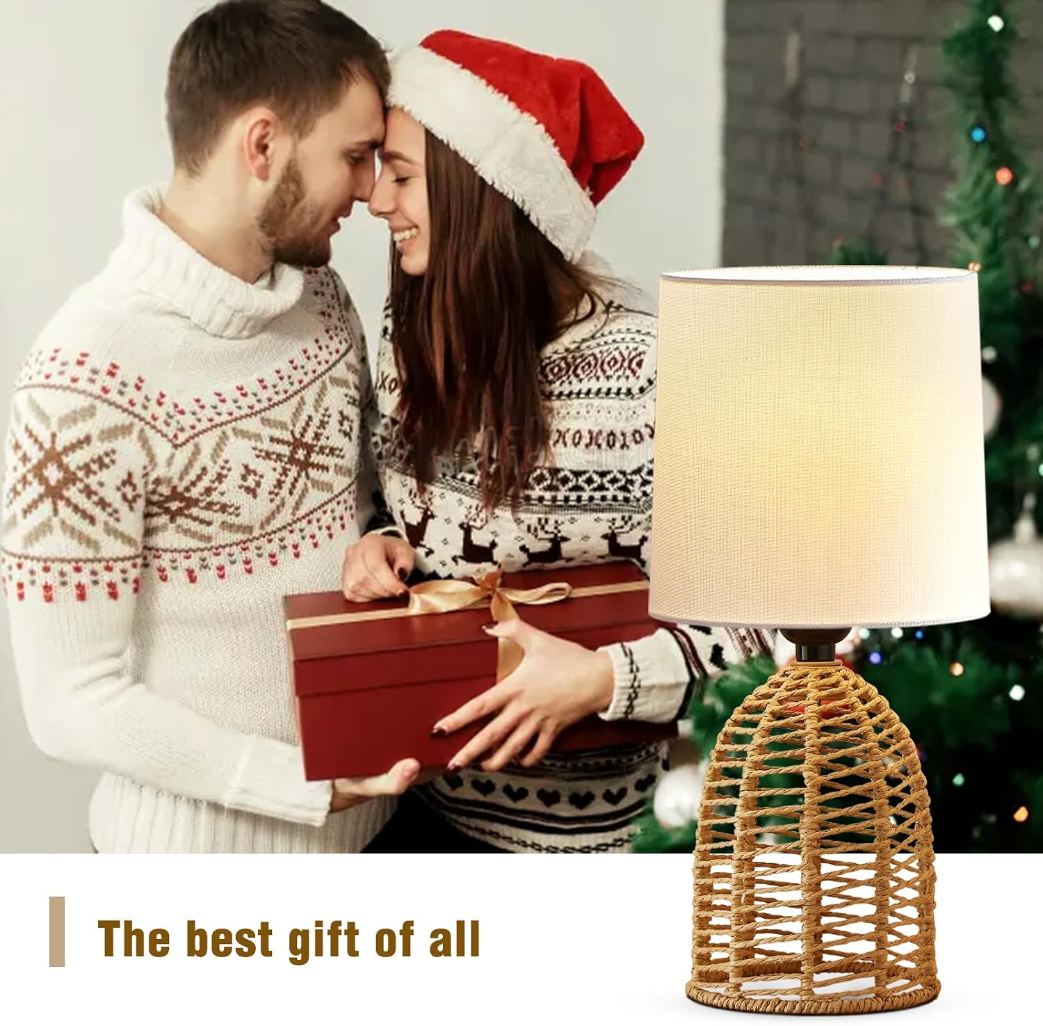 EJIAXIN Rattan Lamp Boho Lamps Set of 2-13.75" Mini Farmhouse Table Lamp Rustic End Table Decorative Small Lamps for Small Spaces Bedroom…