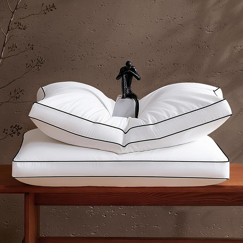 Sanivosily Feather Down Pillows King Size Set of 2 Pack, Luxury Hotel Collection Bed Pillows for Sleeping, Fluffy Soft Medium Firm Do…