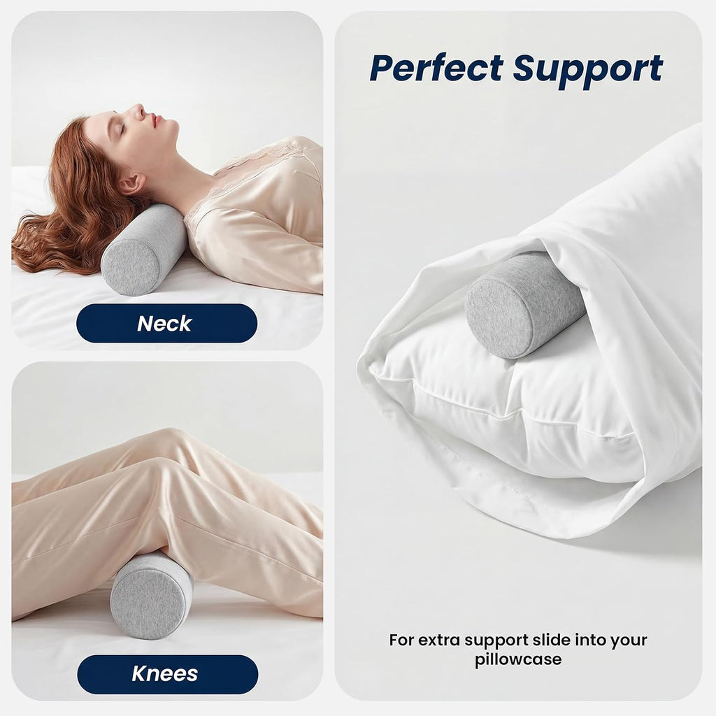 Forcanby Neck Roll Cervical Pillow for Neck - Memory Foam Neck Pillow for Bed | Round Neck Pillows for Sleeping (Grey, X-Small - 3.5" H) co…