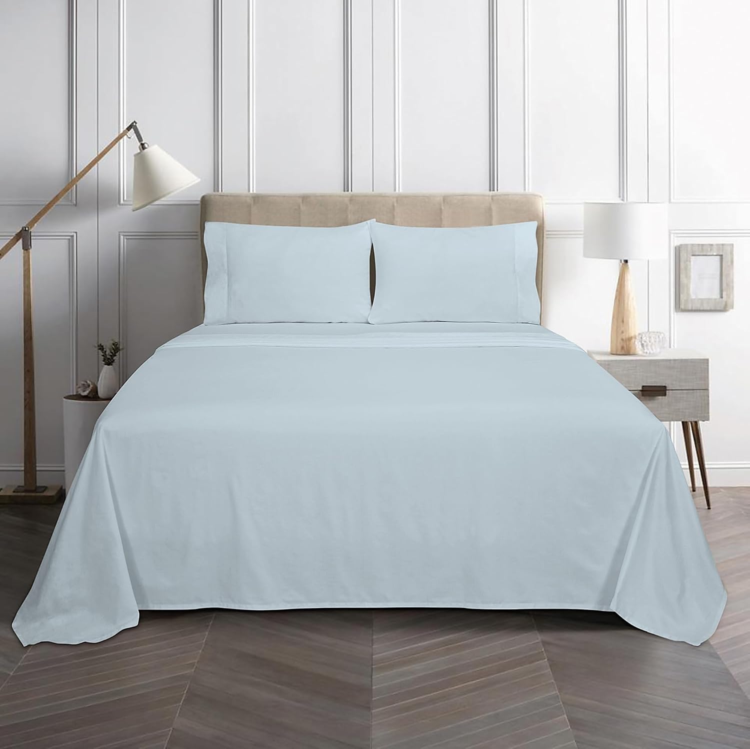 Royalelinens ROYALE LINENS Bamboo Viscose King Sheet Set - Cooling Bed Sheet Set - 1 Fitted, 1 Flat & 2 Pillowcase - Fits Up to 16" - Organ…