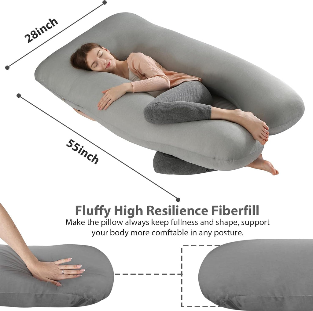 Amagoing Cooling Pregnancy Pillow for Sleeping, 55 inch U Shaped Full Body Maternity Pillow Support for Back, Hip, Belly, Legs for Pregnant…