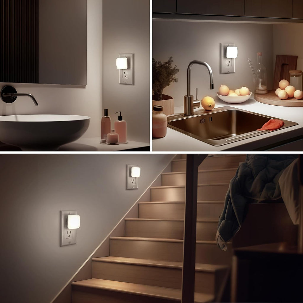 LED Night Lights Plug into Wall, Nightlights With Light Sensor Dusk to Dawn, 0.3W Square Plug in Night Light for Kids, 5000K Cool White…