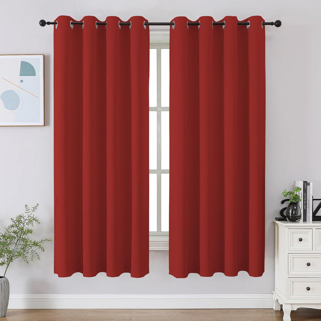 Cucraf Red Blackout Curtains 54 inch Length 2 Panels Set, Room Darkening Drapes for Living Room Bedroom, Thermal Insulated Light Blocking G…