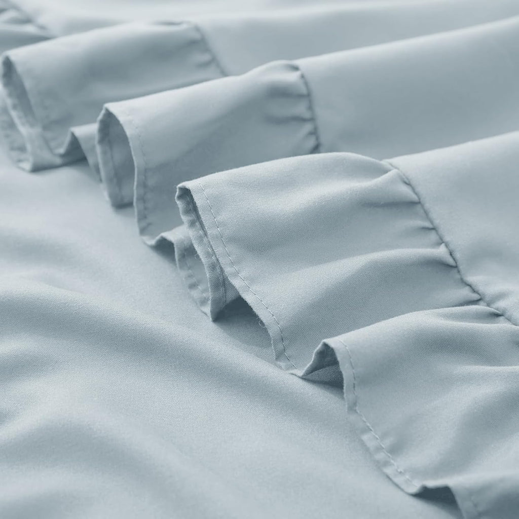 KKJIAF Ruffle Pillow Cases 20x20 Inches, Dusty Blue Square Ruffled Pillow Covers Set of 2, Microfiber Wrinkle Resistant Pillow Shams with…