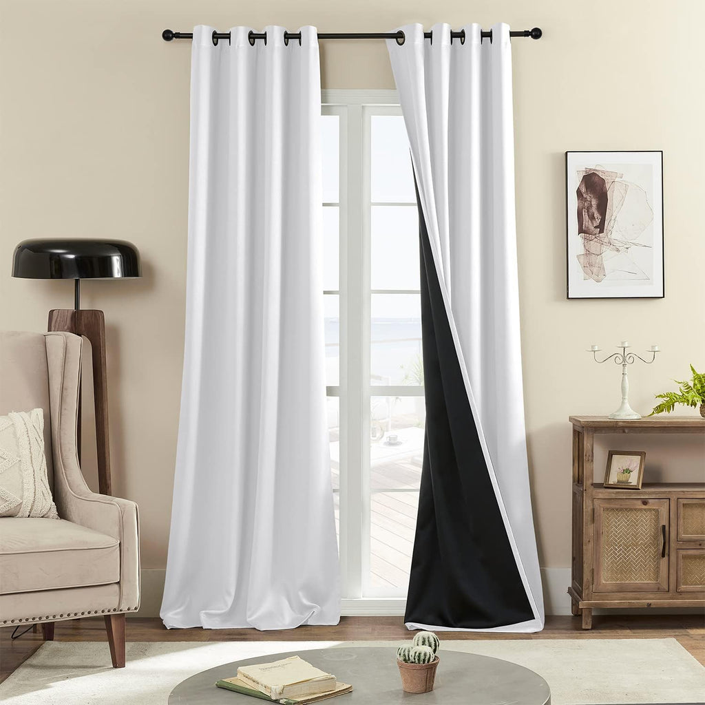 Rutterllow 100% Blackout Curtains, Full Shade 90 Inches Long Complete Drapes for Living Room, Thermal Insulated Bedroom Window Treatment Dr…