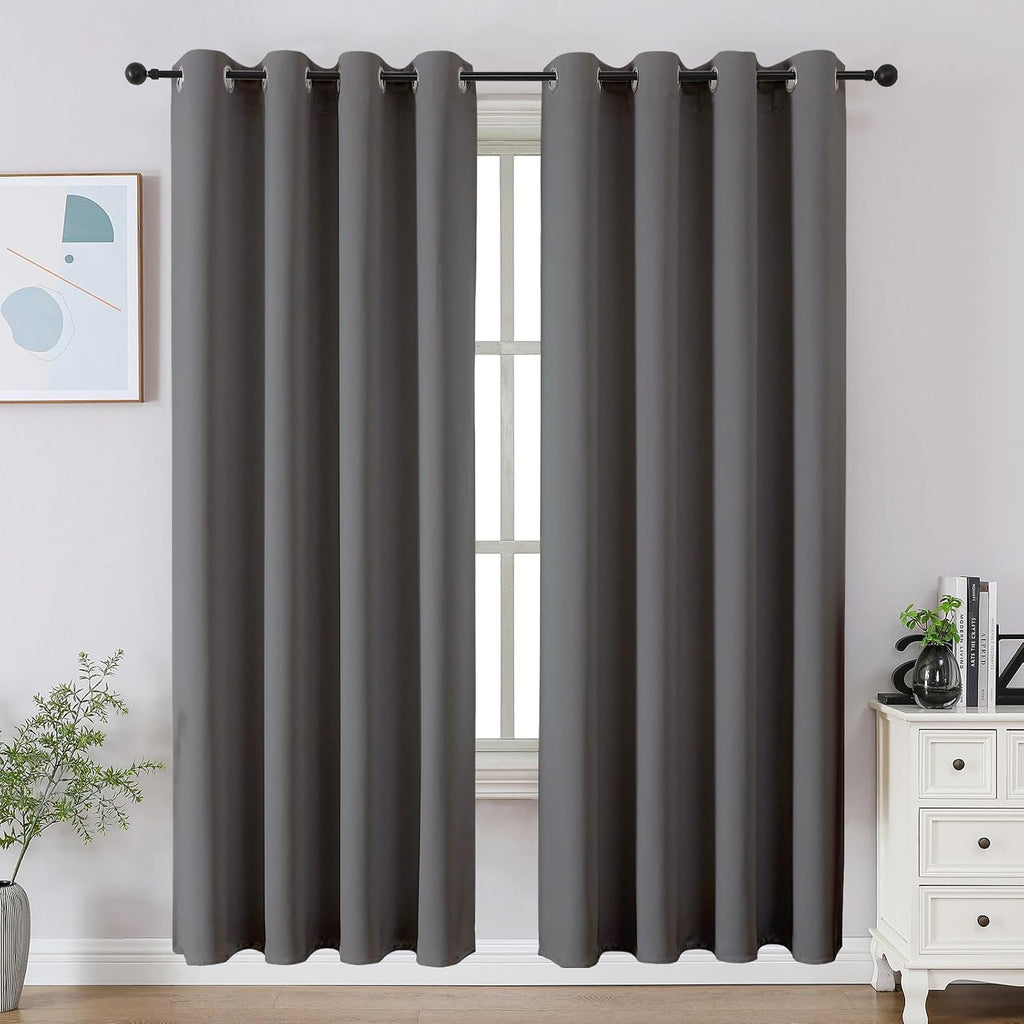 CUCRAF Light Grey Blackout Curtains 72 inch Length 2 Panels Set, Room Darkening Drapes for Living Room Bedroom, Thermal Insulated Light…