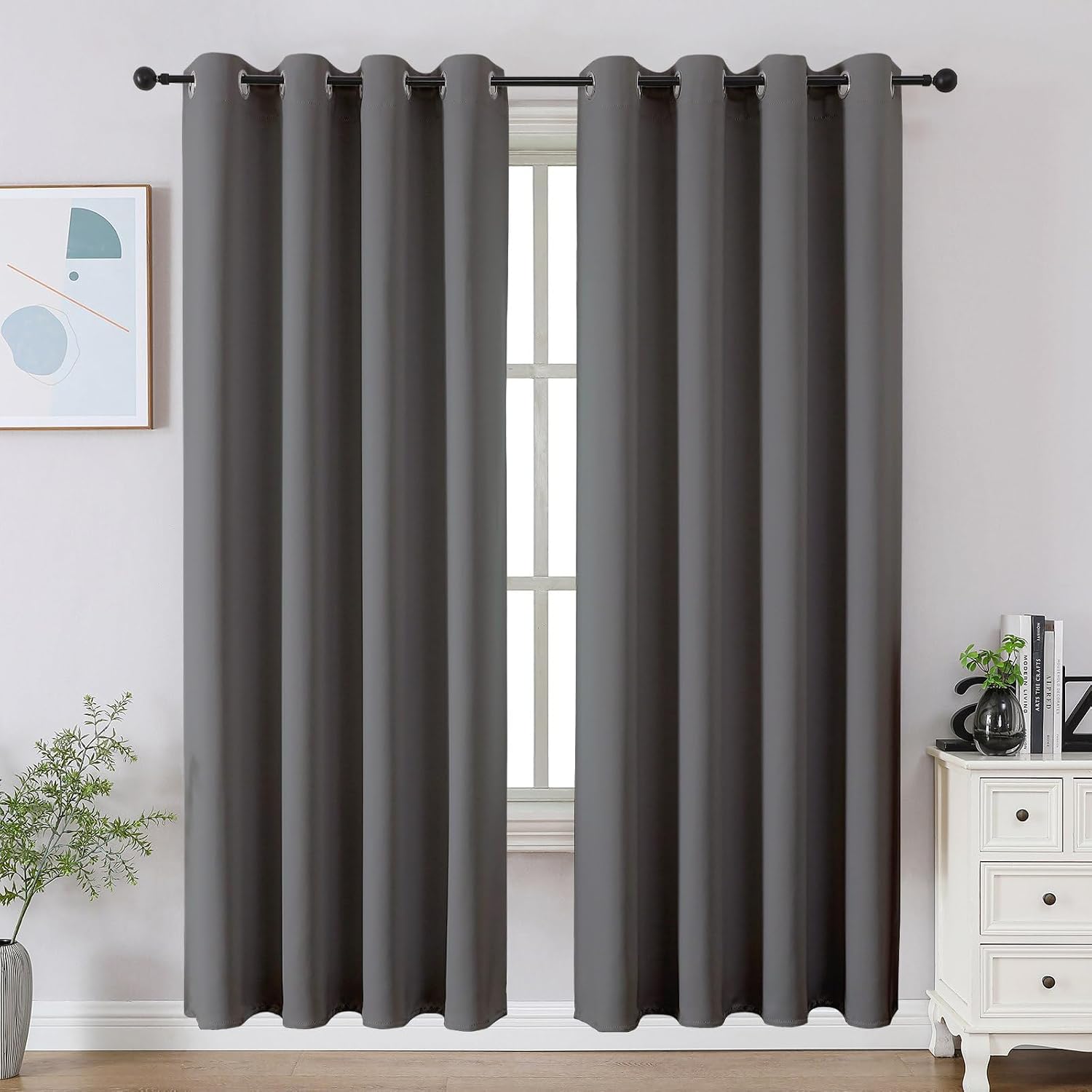 CUCRAF Light Grey Blackout Curtains 72 inch Length 2 Panels Set, Room Darkening Drapes for Living Room Bedroom, Thermal Insulated Light…