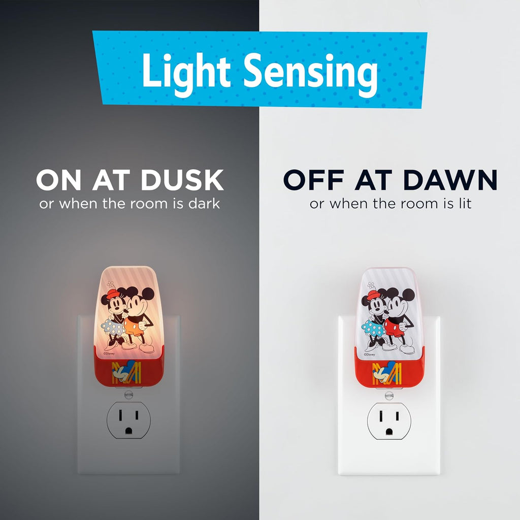 Disney Classic Mickey and Minnie LED Night Lights Plug Into Wall NightLight for Kids Room Decor Ambient Lighting Girls Boys Bedroom…