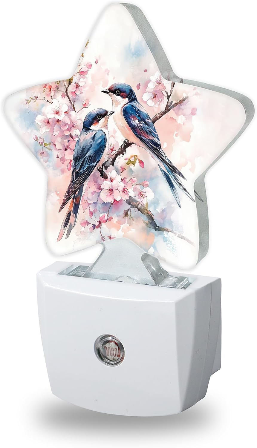 Spring Birds Night Lights Plug Into Wall, Pink Flowers Dusk to Dawn Light Sensor Night Light for Kids, Energy Efficient Sleep Friendly…