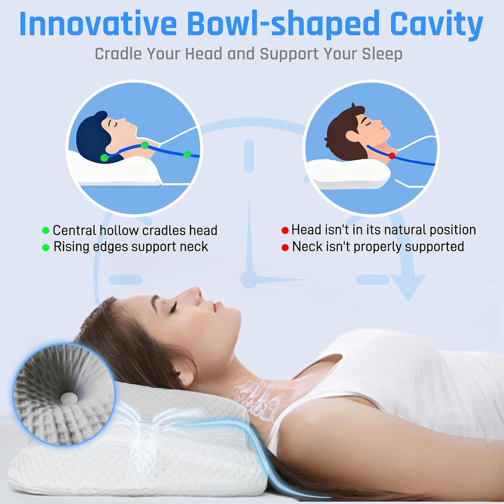 LEKEWNPersonalCare AlignCore Cervical Neck Pillow - Ergonomic Firm Memory Foam Bed Pillows for Sleeping, Neck Pillows for, Back and Side S…