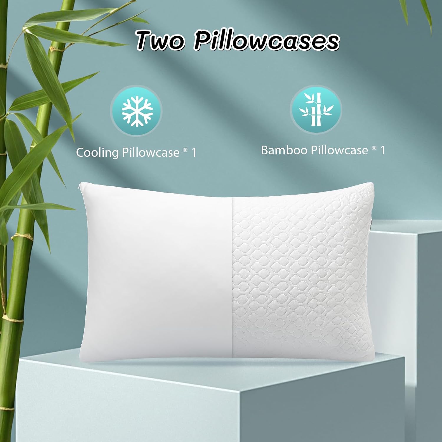 Rainmr Shredded Memory Foam Pillows for Sleeping, Adjustable Pillows King Size Set of 2, Good for Side, Back Sleeper with Washable…