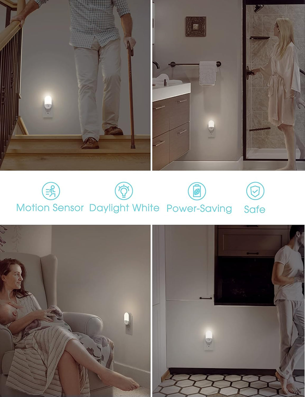 L LOHAS LED Motion Sensor Night Light Plug in, Motion Activated Night Light, 5000K Daylight White, Night Lights Plug Into Wall…