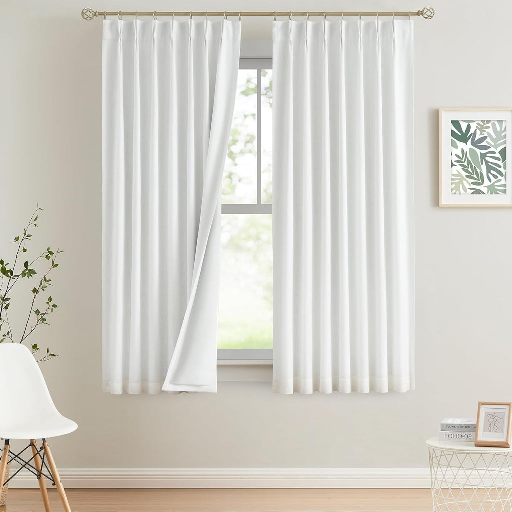 VisionHome Vision Home White Pinch Pleated Full Blackout Curtains Thermal Insulated Window Curtains 72 inch for Living Room Bedroom Room Da…