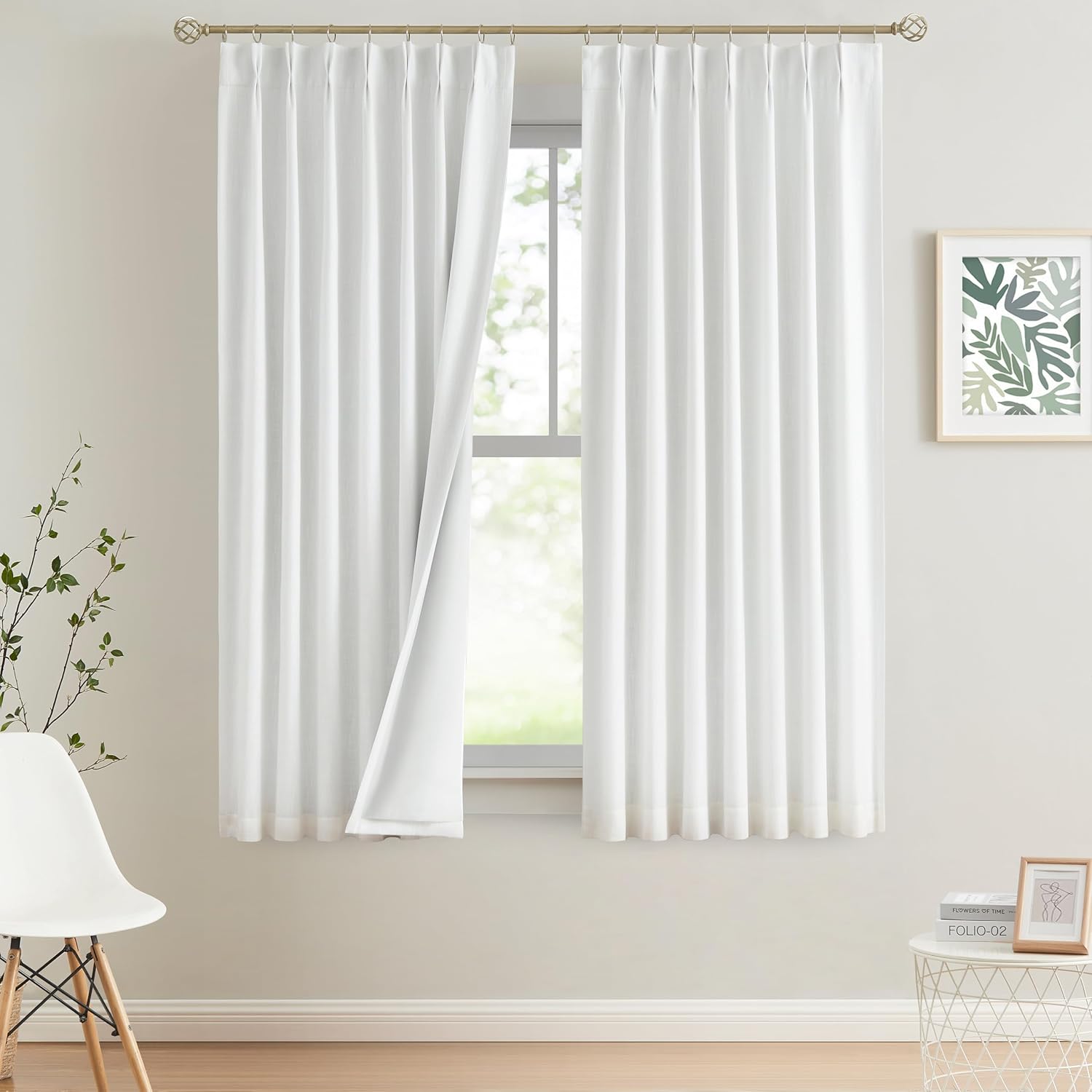 VisionHome Vision Home White Pinch Pleated Full Blackout Curtains Thermal Insulated Window Curtains 72 inch for Living Room Bedroom Room Da…