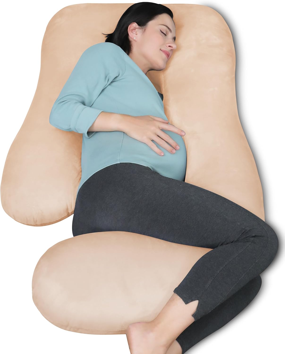 Moonpark MOON PARK Pregnancy Pillows for Sleeping - U Shaped Full Body Maternity Pillow with Removable Cover - Support for Back, Legs, Bell…
