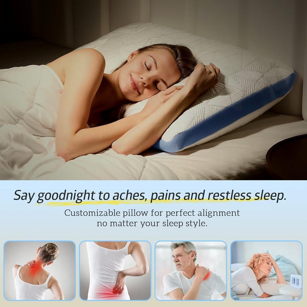 BETU Cooling Standard Pillow, Shredded Memory Foam Cool Pillow for Hot Sleepers, Adjustable Firm Soft Support Bed Pillows Perfect for…