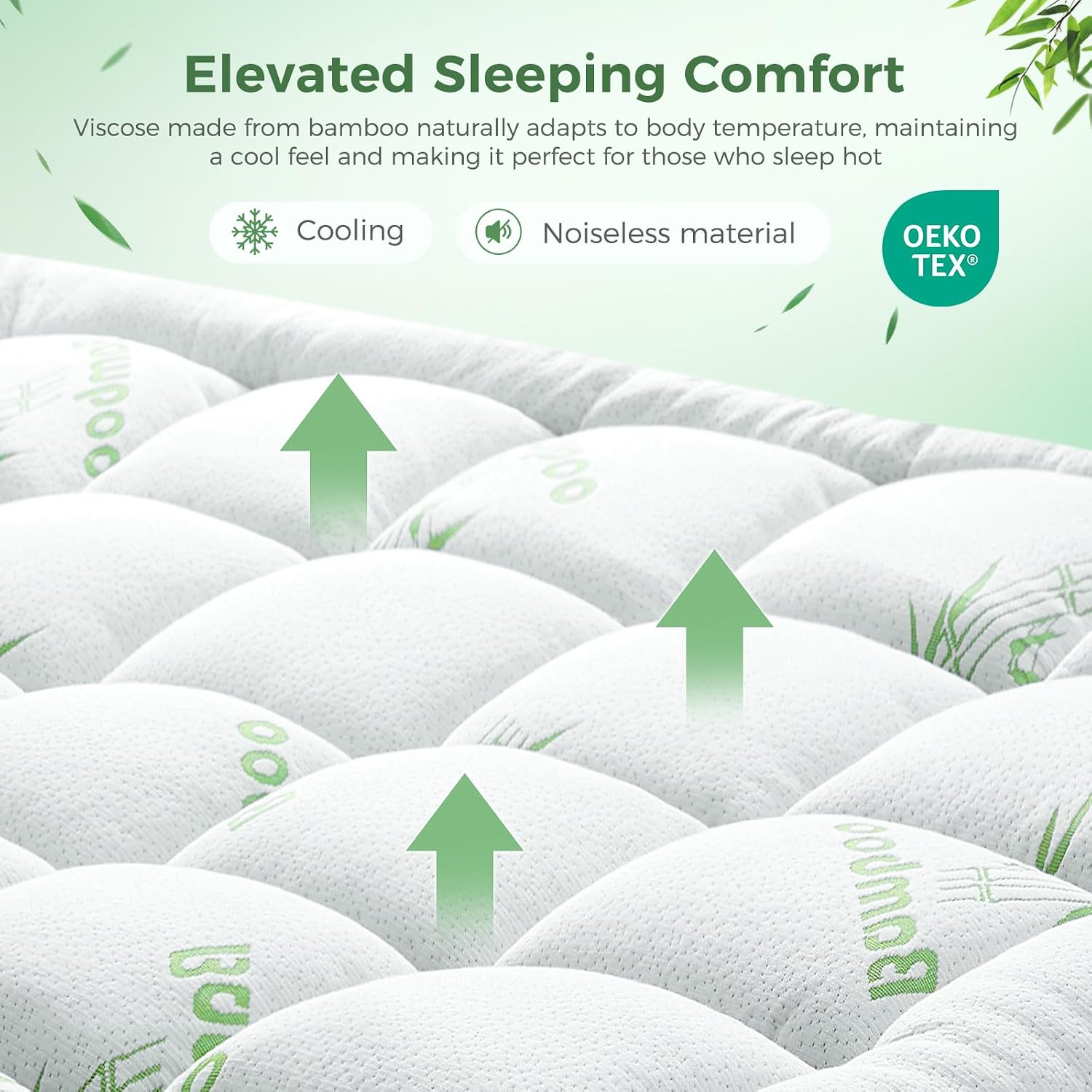 HYLEORY-YourBeddingExpert HYLEORY Mattress Topper - Thick Bamboo-Viscose Naturally Cooling Pillow Top Mattress Pad Breathable Fluffy Soft M…