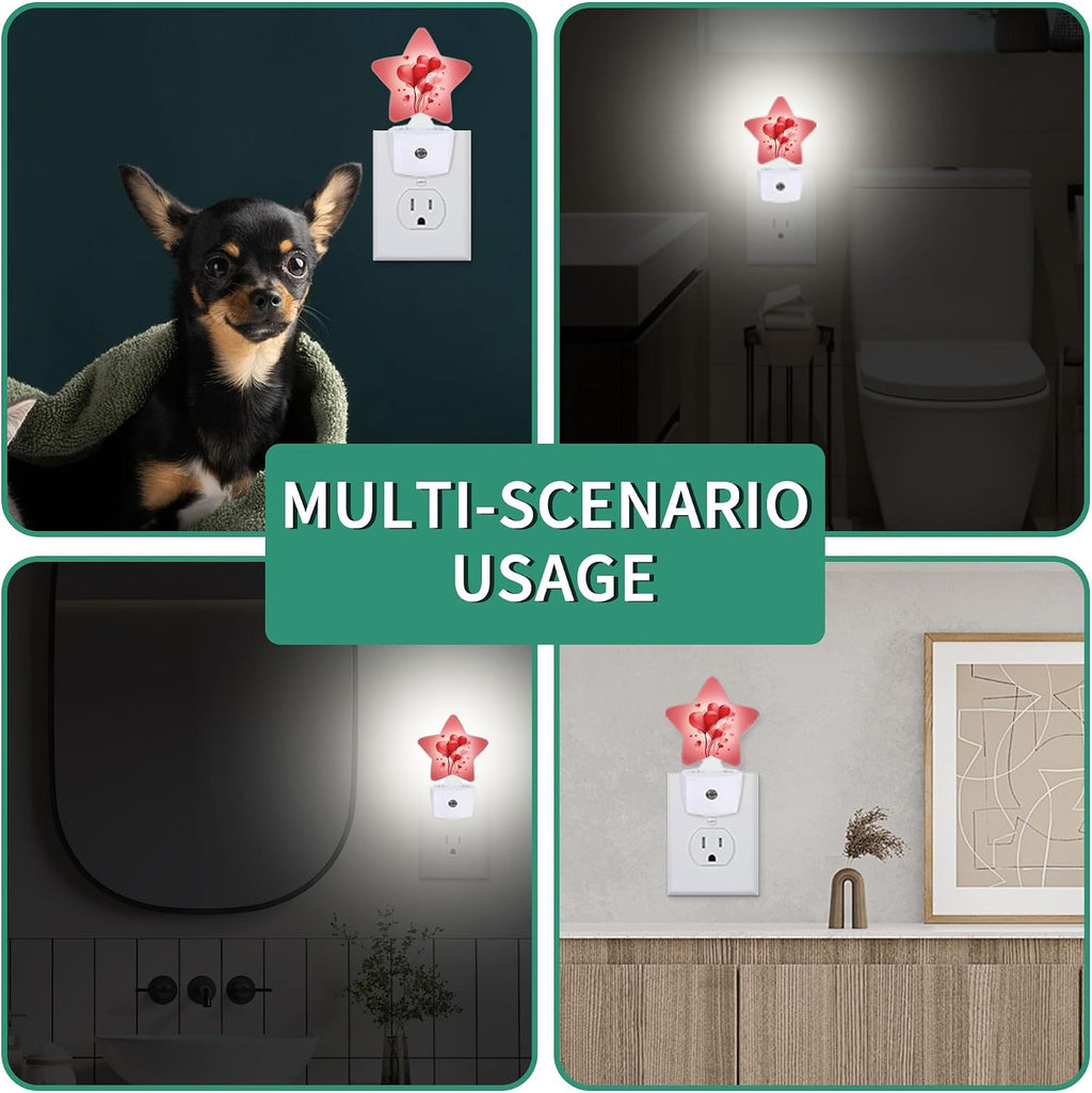 Star Night Light Plug in, Love Heart Dusk to Dawn Sensor Night Light, Soft Glow Lamp for Kids Bedroom Nursery Hallway Bathroom, Energy…