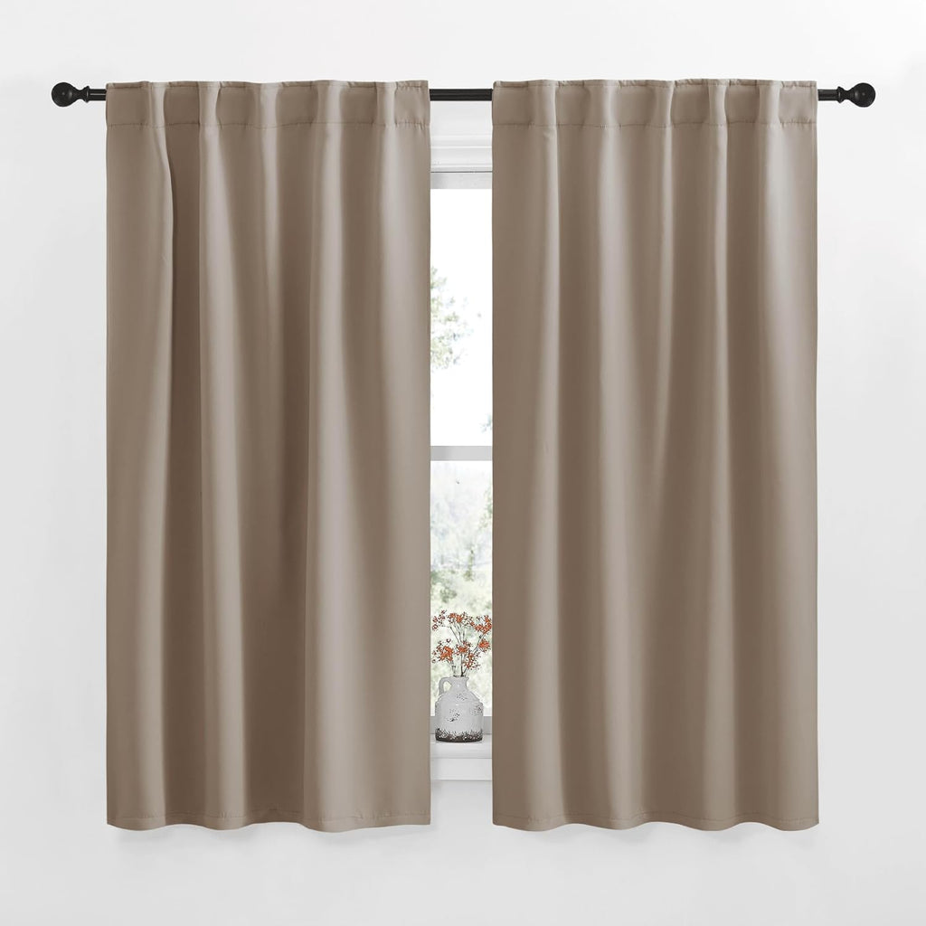 NICETOWN Blackout Curtain Panels for Living Room - (Taupe Color) 34x63 Inch, 2 Panels Set, Thermal Insulated Room Darkening Blackout…