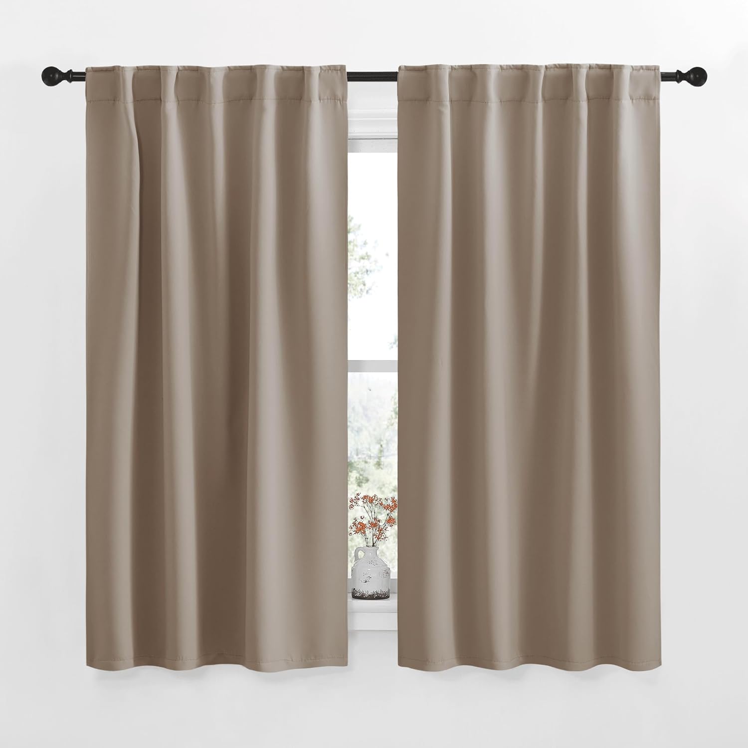 NICETOWN Blackout Curtain Panels for Living Room - (Taupe Color) 34x63 Inch, 2 Panels Set, Thermal Insulated Room Darkening Blackout…
