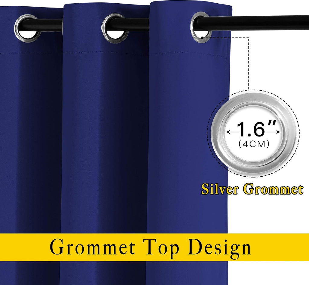 Nicetown Blackout Curtain Panels Grommet - All Season Eyelet Top Blackout Draperies for Bedroom/Living Room/Glass Door, Navy Blue, 1 Pair o…