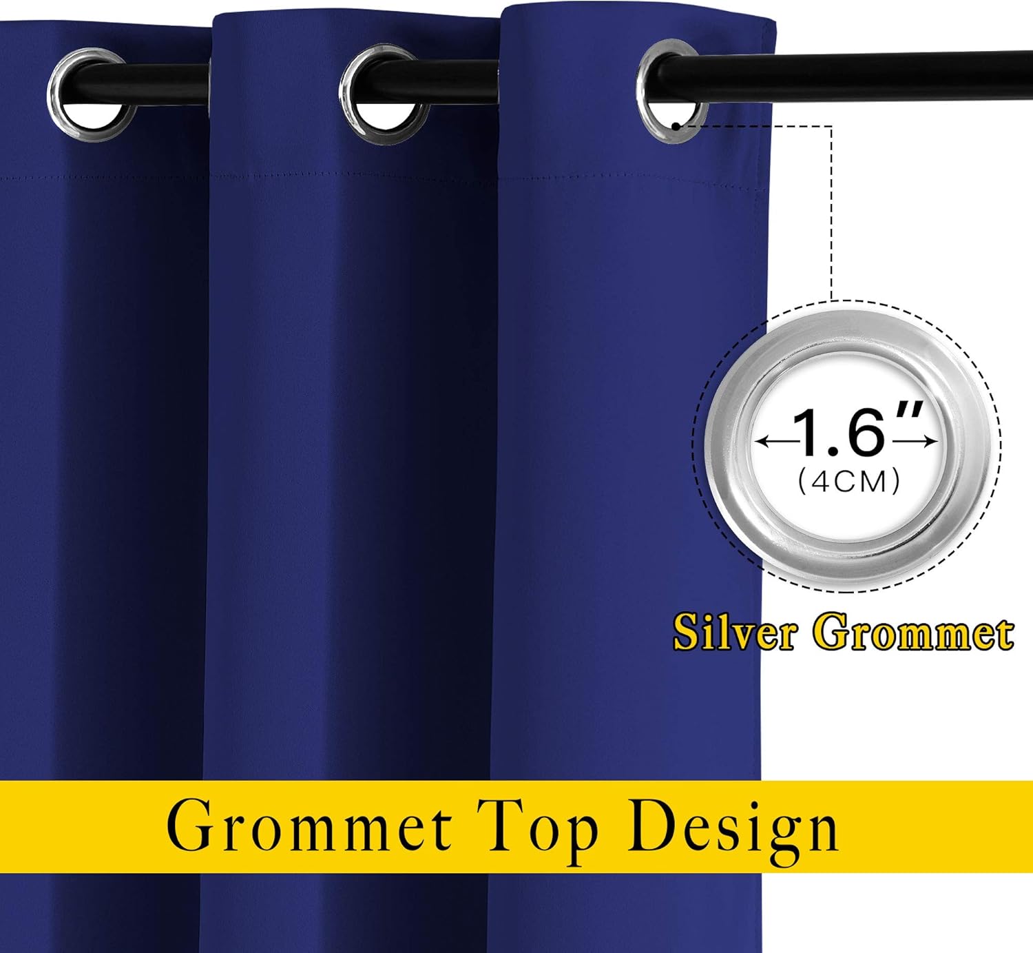 Nicetown Blackout Window Curtains and Drapes - Thermal Insulated Solid Grommet Top Blackout Panels/Draperies for Kid's Room (Navy Blue, 1 P…