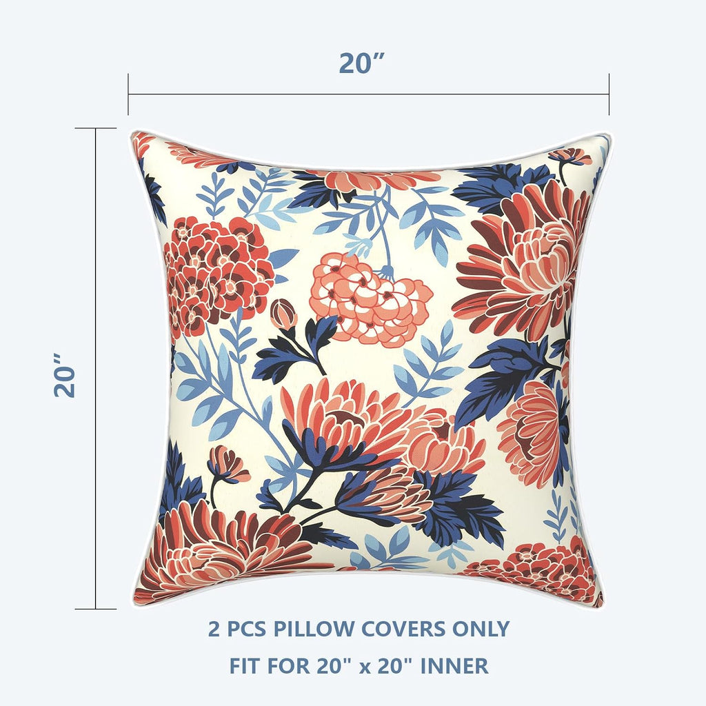 LVTXIII Outdoor/Indoor Pillow Covers, Patio Fade Resistant Throw Pillow Covers ONLY, Waterproof Farmhouse Accent Cushion Cases for Sofa…