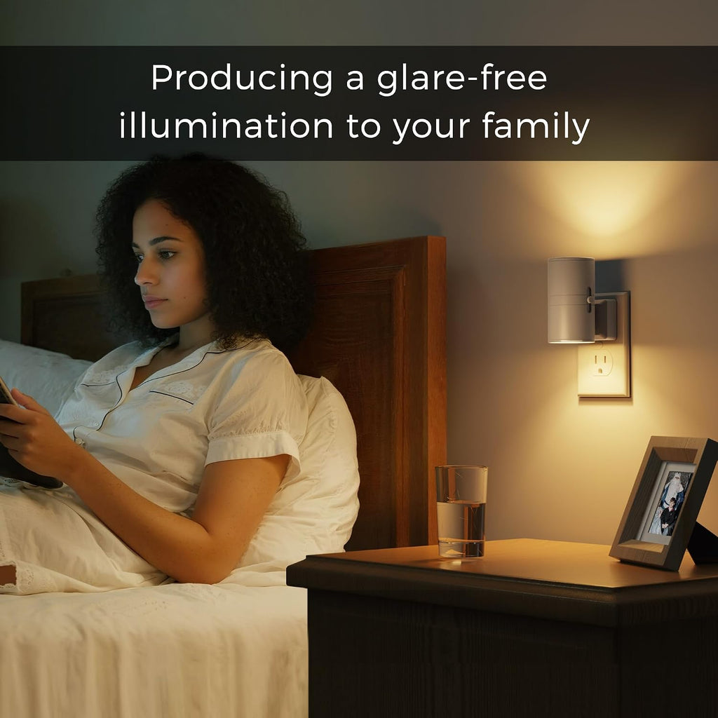 L LOHAS LED Night Light Plug in, 2 Pack, Night Lights Plug into Wall, Light Sensor, Cement Gray Housing, Soft White Nightlight, 3000K…