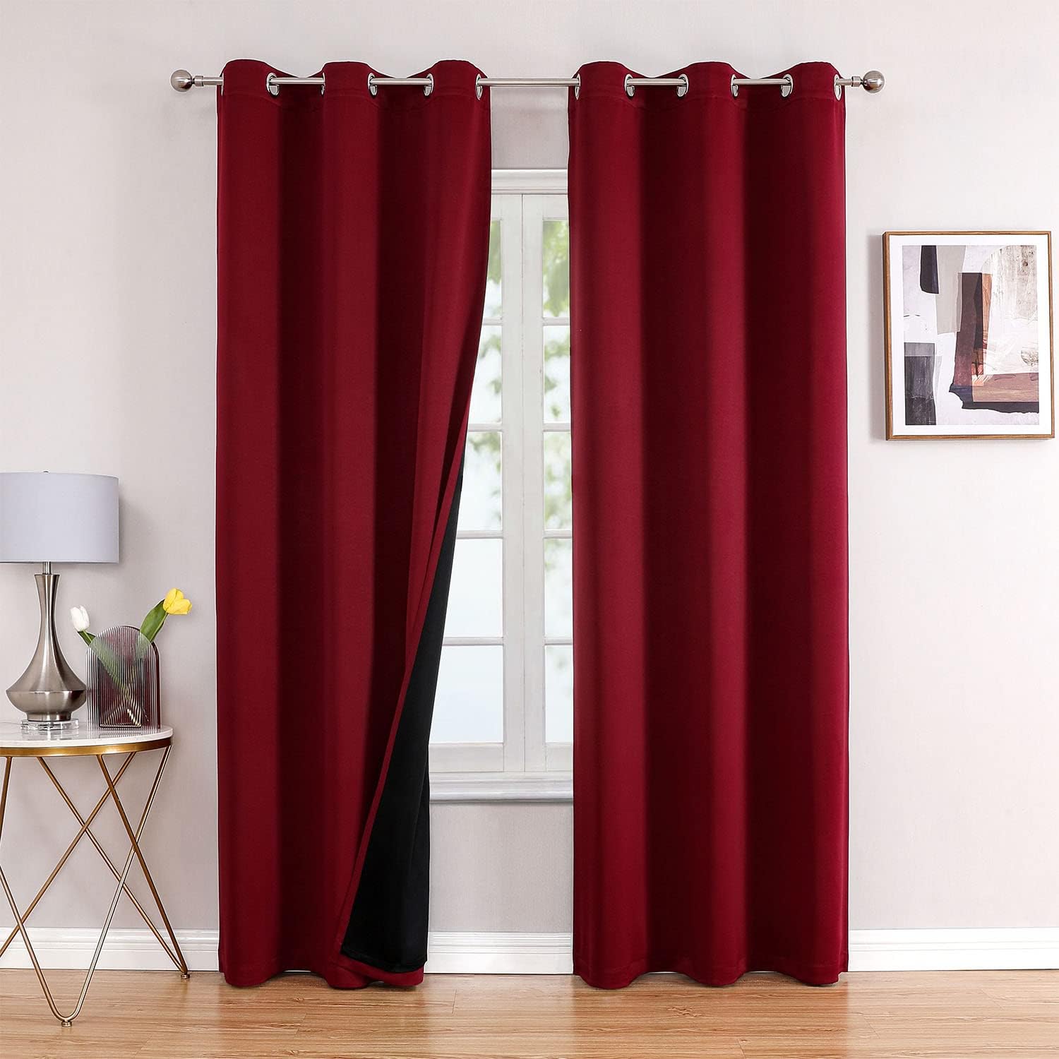 ChrisDowa 100% Blackout Curtains 78 inch Long for Bedroom with Black Liner, 2 Thick Layers Total Blackout Thermal Insulated Grommet Window…